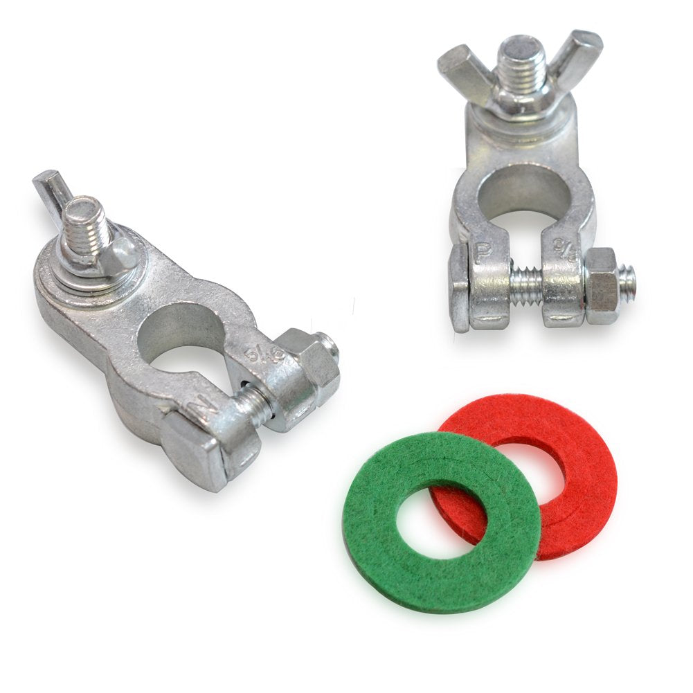 Handster Marine Battery Terminal Wing Nuts Style Zinc Alloy Terminal Kit With Anti-Corrosion Washers