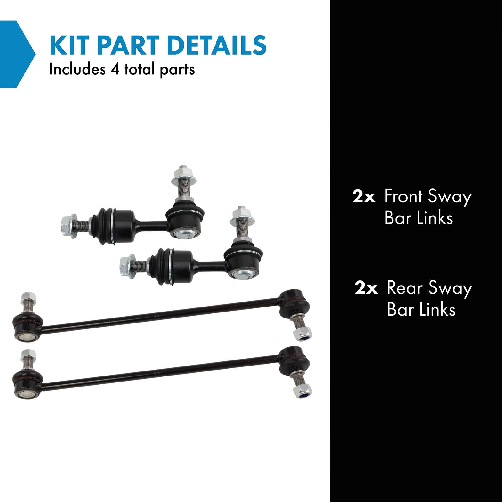 Trq Front & Rear Sway Bar Stabilizer Link Set Compatible With 2015-2021 Kia Sedona