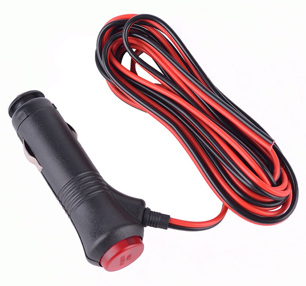 Carviya Car Motorbike/Motorcycle 12V Cigarette Lighter Power Supply Adapter Plug Cable with Switch Button Built-in 5A Fuse (1.5 
