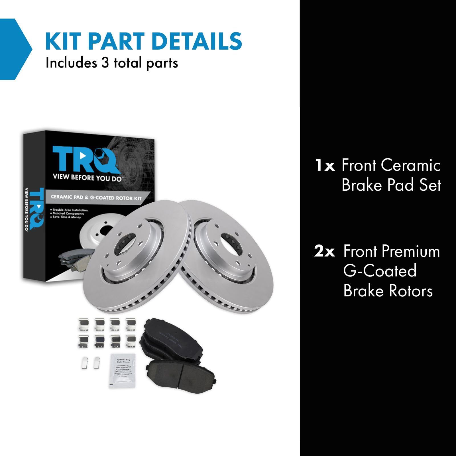 Trq Front Brake Pad & Rotor Kit Brake Pads Brake Rotor Ceramic Premium G-Coated Compatible With 2019 Mazda Cx-5 2016-2018 Cx-9