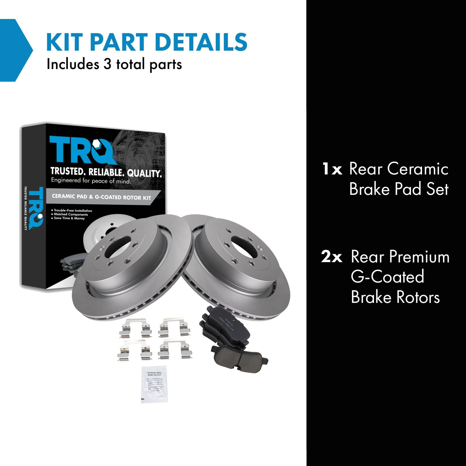 Trq Rear Brake Pad & Rotor Kit Brake Pads Brake Rotor Ceramic Vented Premium G-Coated Compatible With 2005-2009 Land Rover Lr3 2