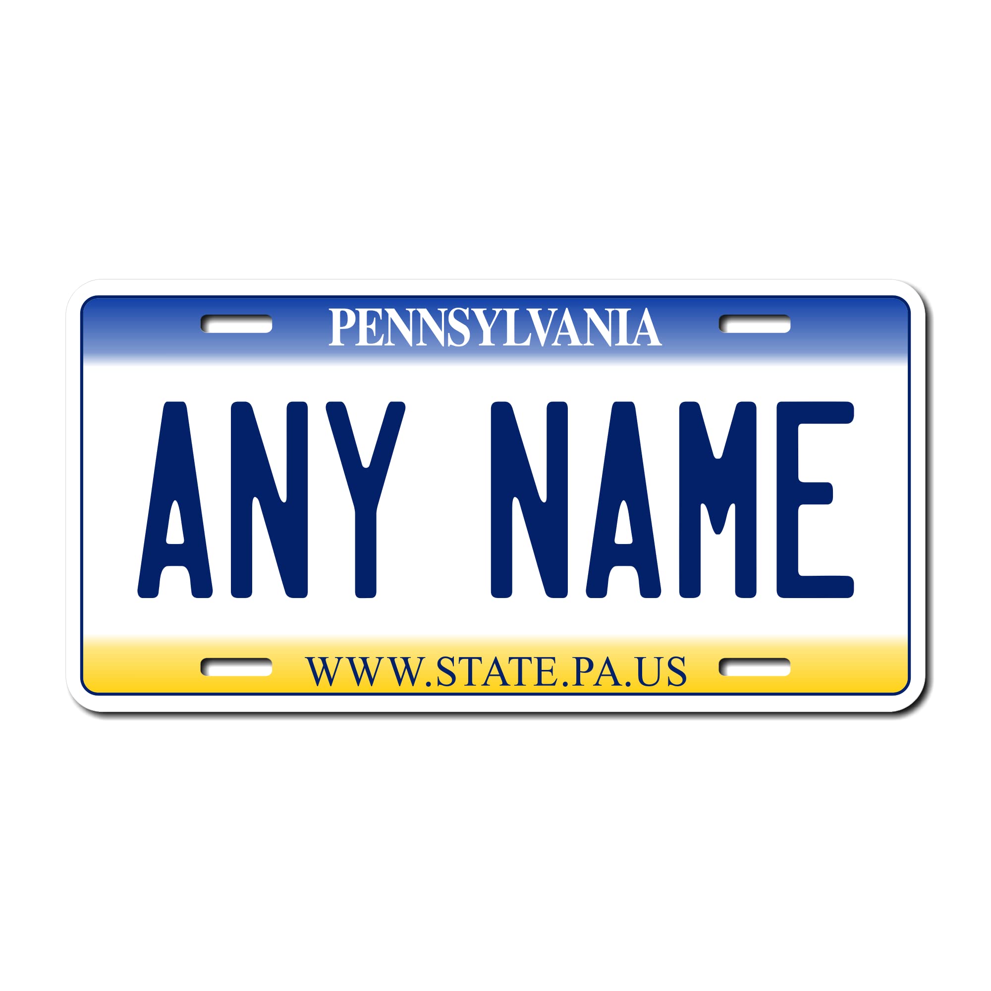 Personalized Pennsylvania License Plate 6 '' X 12 '' (Inches) Aluminum. Add Your Name, Text Or Numbers.Full Size Novelty Plate -