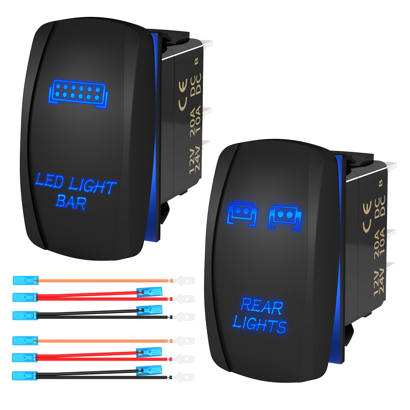 Joinfworld Led Light Bar Rocker Switch And Rear Light Toggle Switch On/Off Laser Waterproof Marine Rocker Switch 12V 5 Pin Toggl