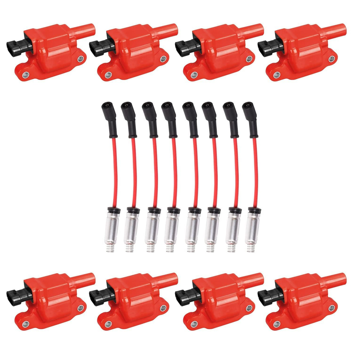 Ena Set Of 8 Uf413 Ignition Coil With 8Mm 748Uu Spark Plug Wires Compatible With Cadillac Chevrolet Chevy Gmc Canyon Tahoe Lacrosse Escalade Express Savana Silverado Ssr Yukon Cts 4.8L 5.3L 6.0L 6.2L