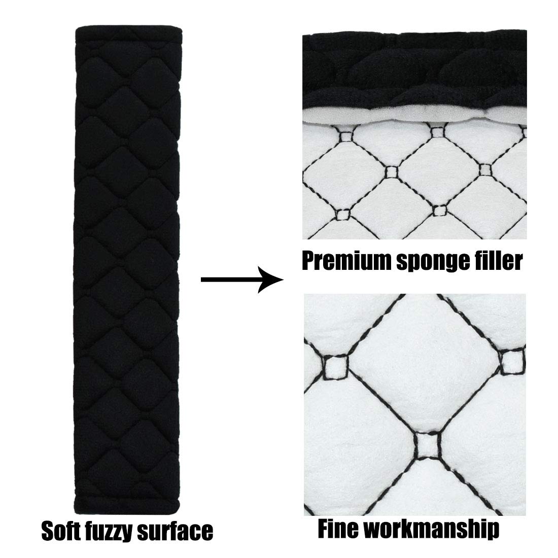 MIRKOO Car Seat Belt Cover Pad, 4-Pack Soft Car Safety Seat Belt Strap Shoulder Pad for Adults and Children, Suitable for Car Se