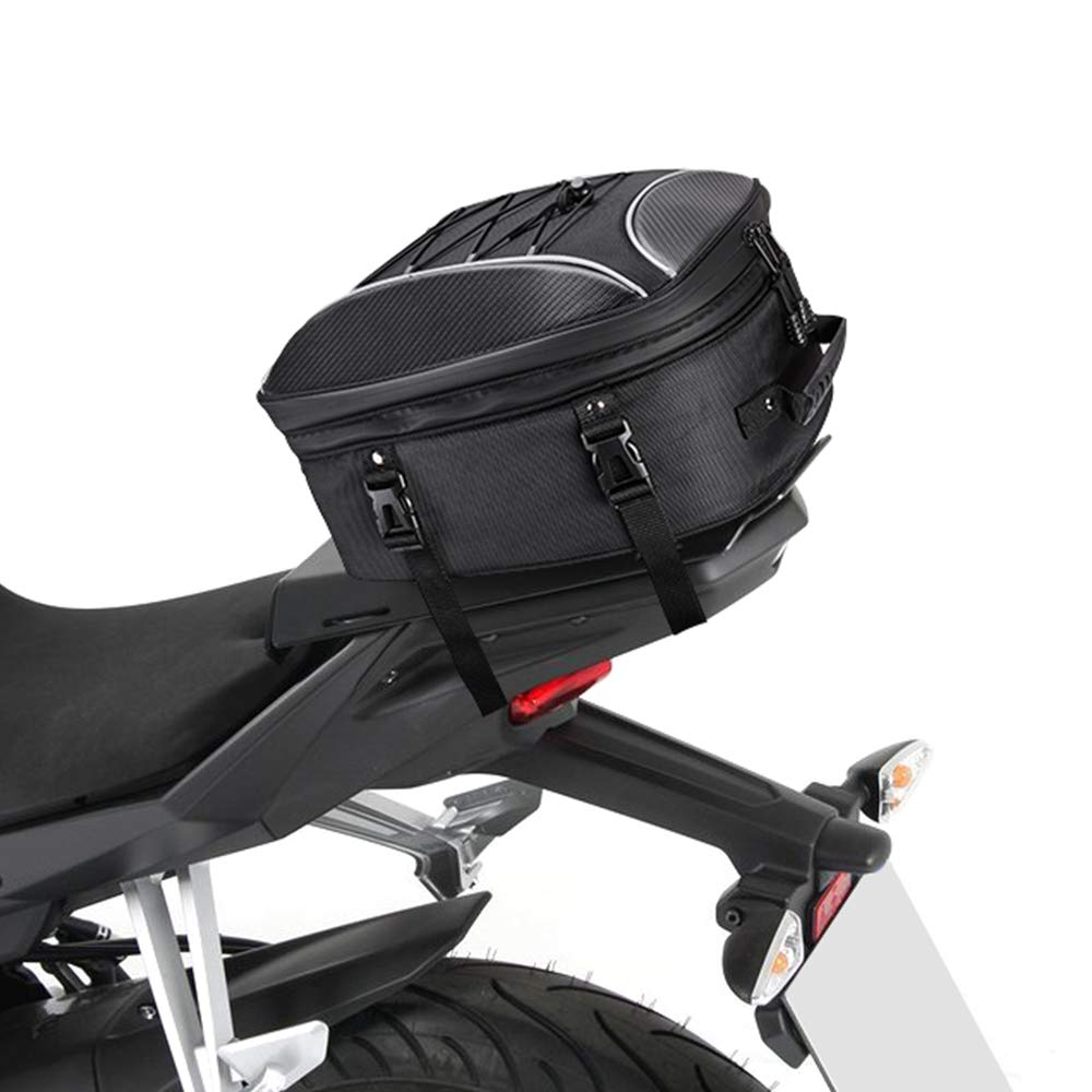 Kemimoto Motorcycle Tail Bag, Dual Use Motorcycle Rear Seat Bag With Waterproof Rain Cover, 22L-34L Expandable Motorbike Helmet