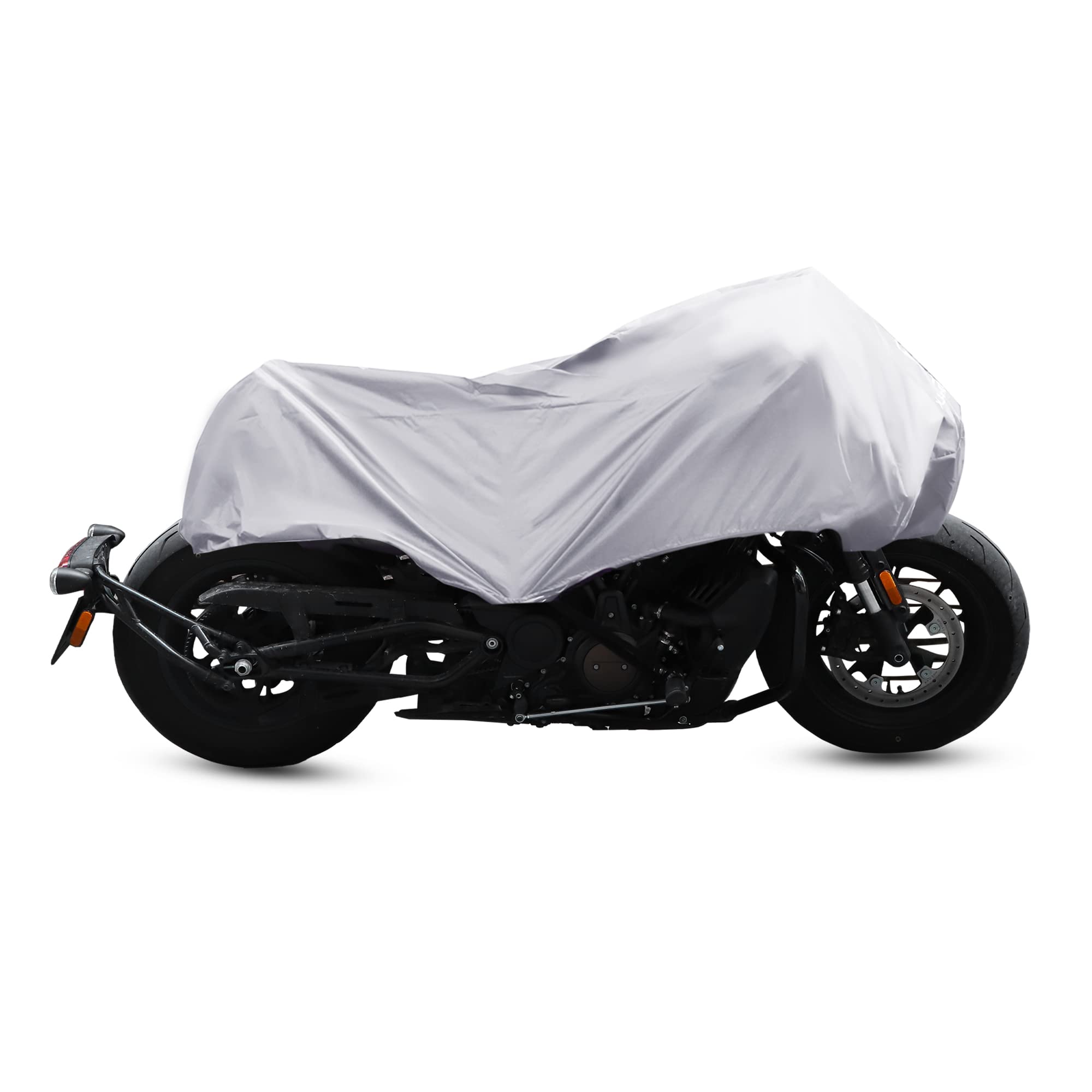 X Autohaux Motorcycle Cover Lightweight Half Cover Outdoor Waterproof Rain Dust Protector Silver Tone M Size For Most Full Dress