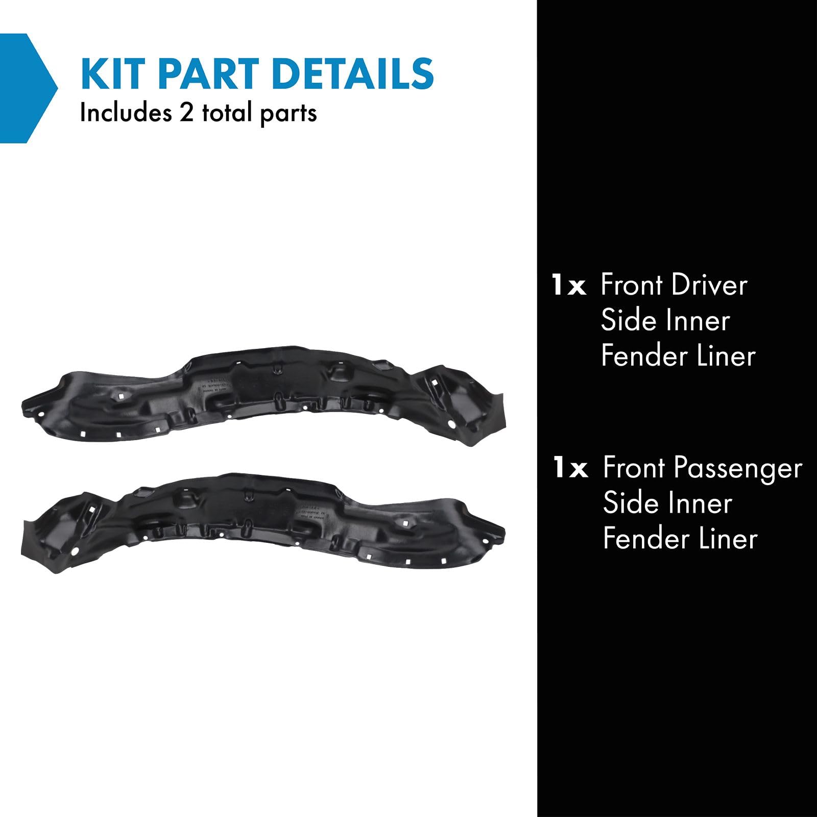 Trq Front Inner Fender Liner Set Compatible With 2001-2004 Toyota Tacoma To1248117 To1249117