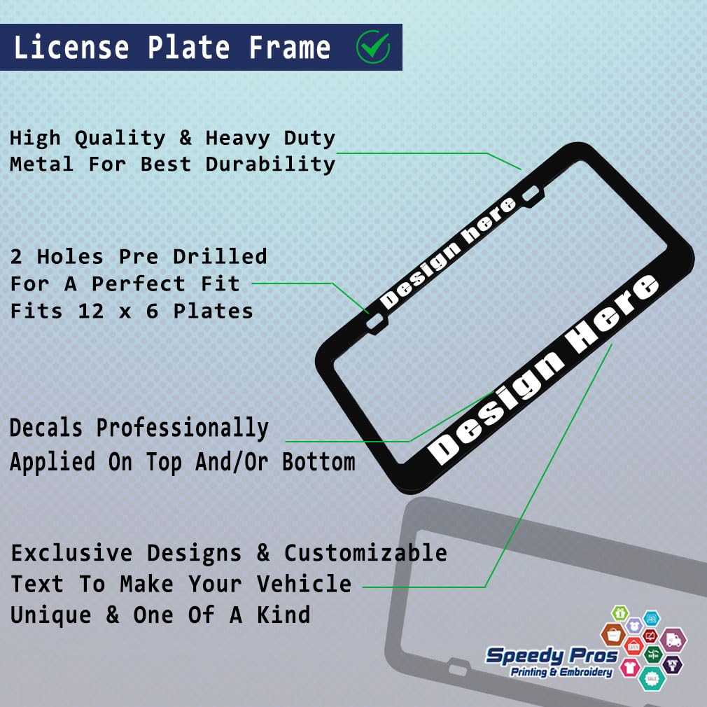 Custom License Plate Frame Custom Personalized Text Funny Metal Cute Car Accessories License Plate Holder Black 2 Holes 1 Frame