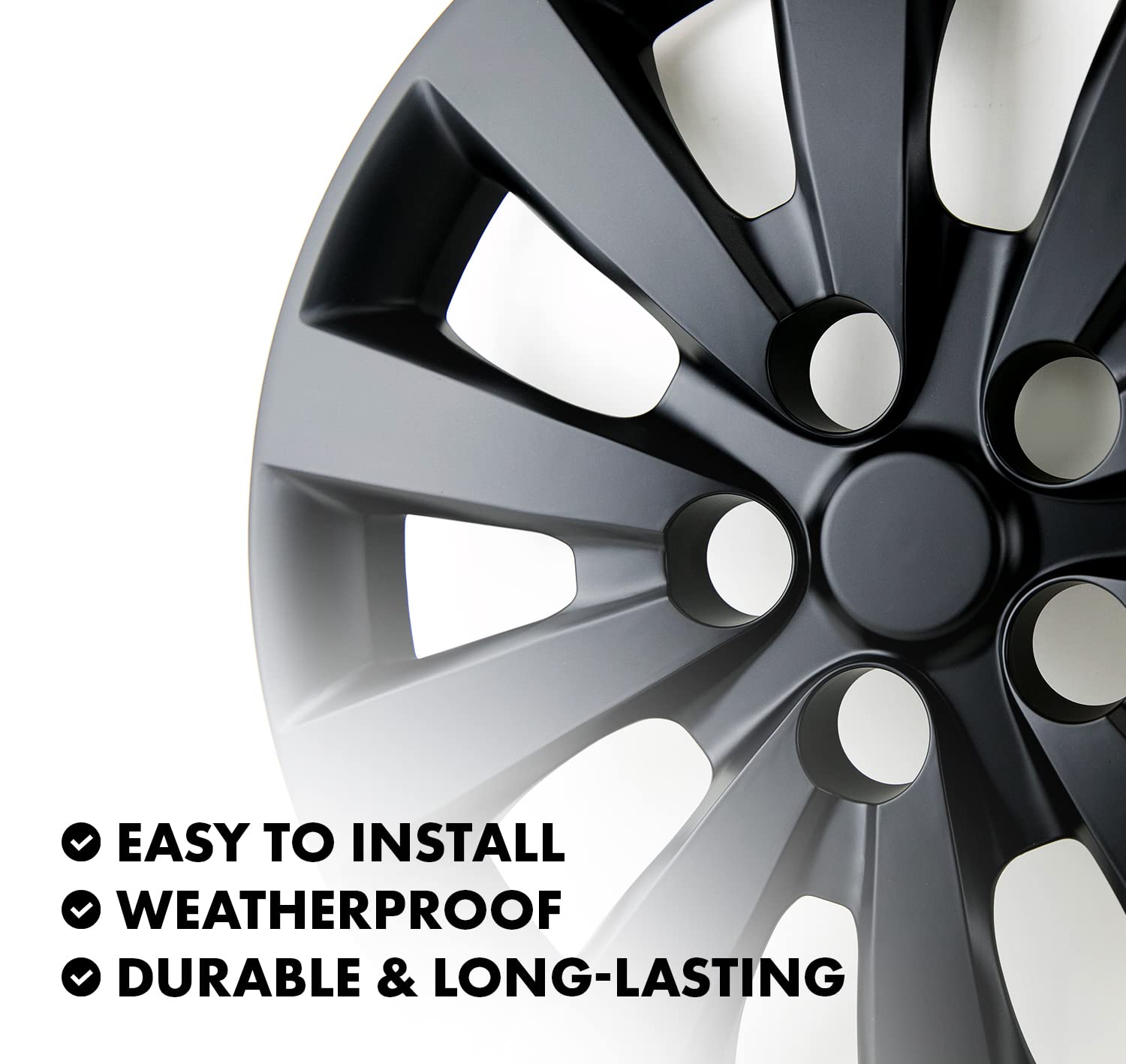 Mayde 16-Inch Hub Caps Replacement For 2013-2018 Nissan Sentra, Replacement Wheel Covers (Set Of 4, Matte Black)