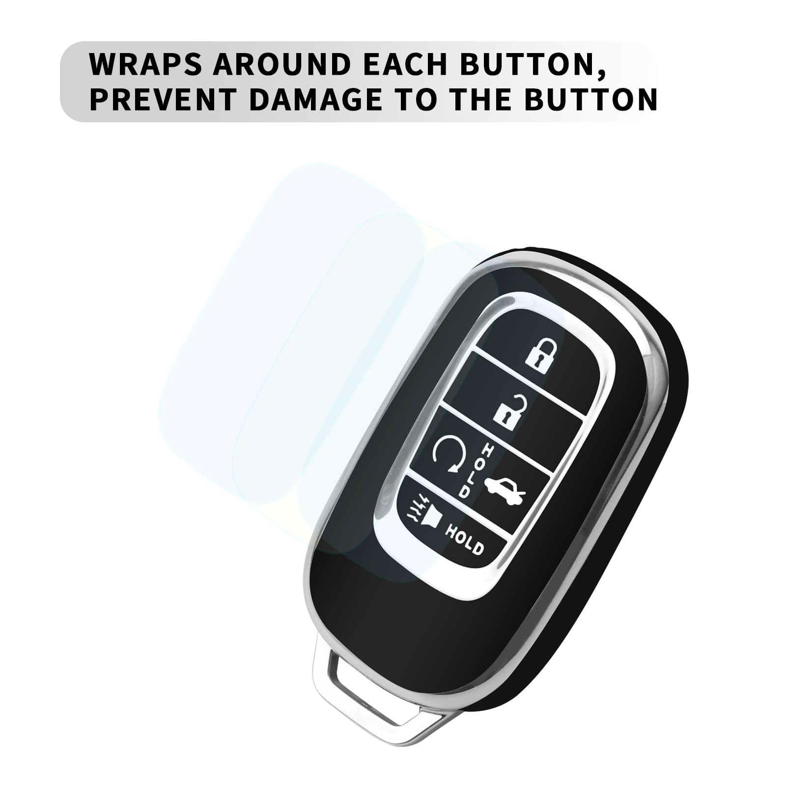 Qbuc For Honda Key Fob Cover With Keychain,Car Key Case Protector Compatible With 2022 2023 2024 Honda Accord Civic Hr-V Cr-V Pi