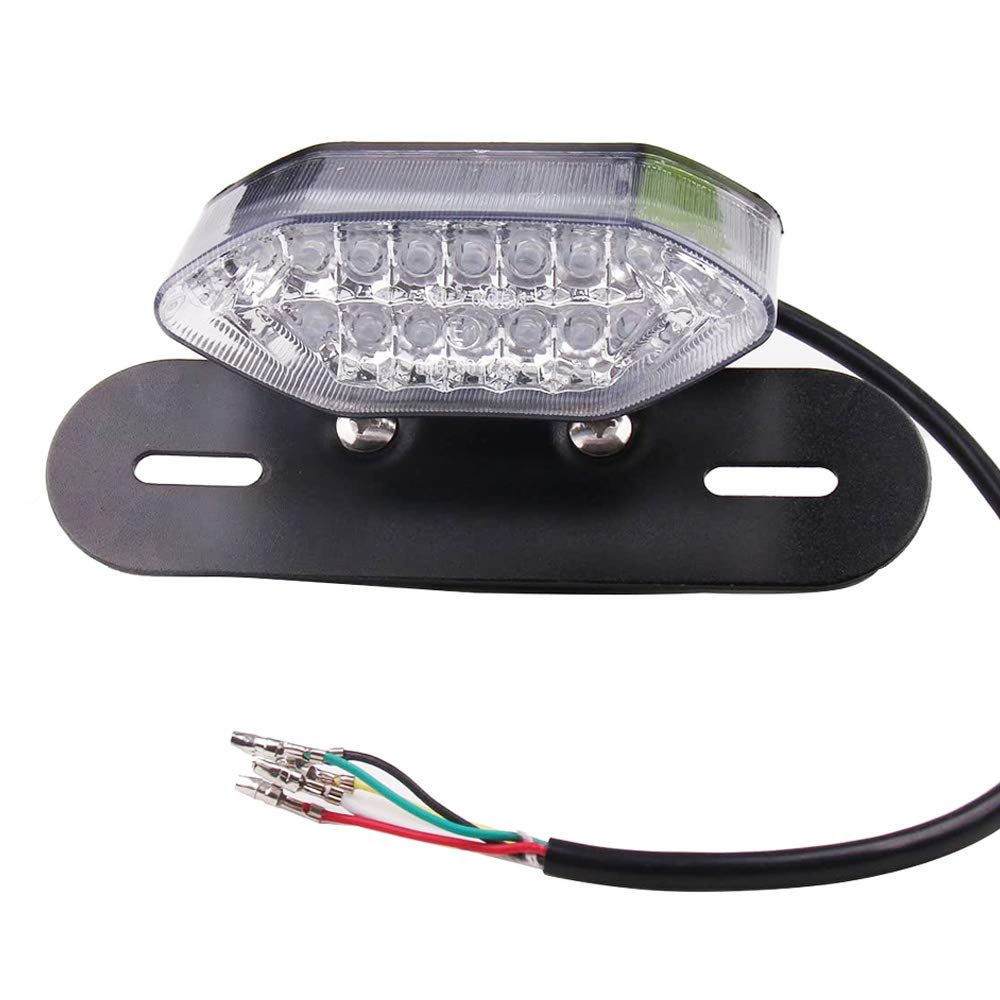 Anki Happigo 12V 16 Led Universal Motorcycle Integrated Brake Tail Running Light Turn Signla License Plate Lamp (Clear Cover)