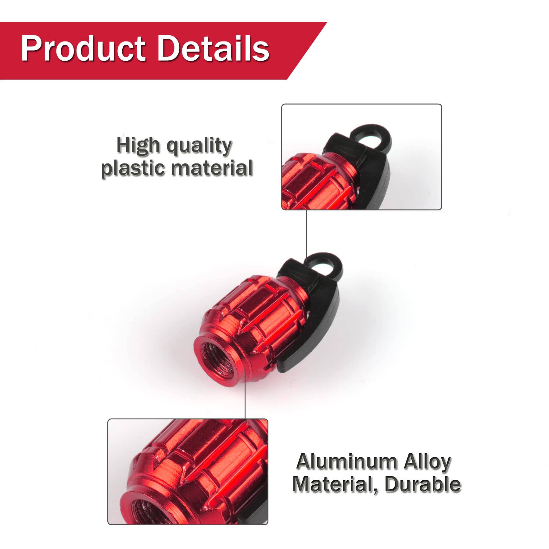 Singaro Aluminum Tire Valve Cap, Car Tire Waterproof And Dustproof Valve Stem Cover Accessories, Universal For Suv, Car, Bike An