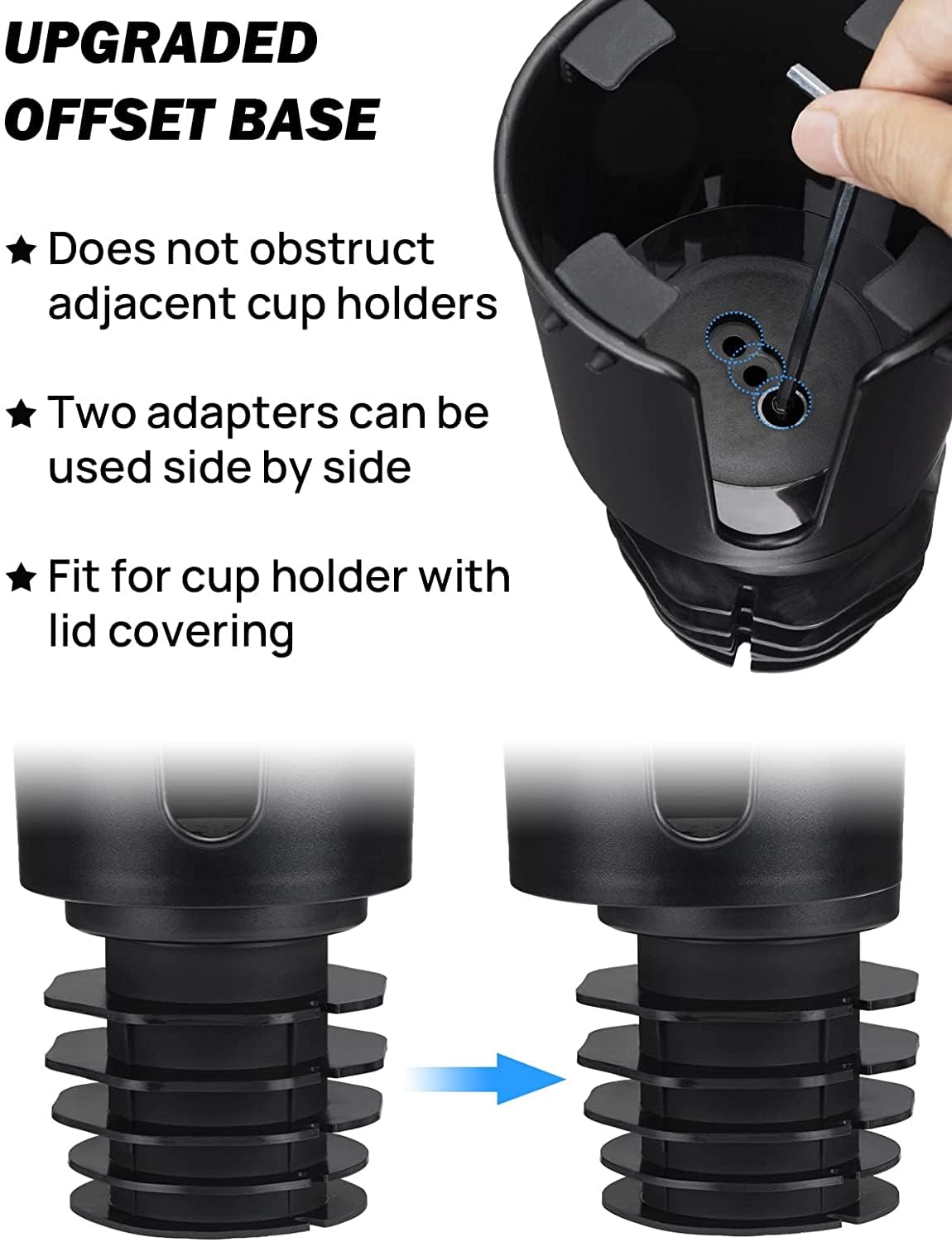 Joytutus Upgraded Car Cup Holder Expander With Offset Base, Compatible Yeti, Hydro Flask, Large For Hold 18-40 Oz Bottles And Mugs, Other In 3.4-3.8 Inch