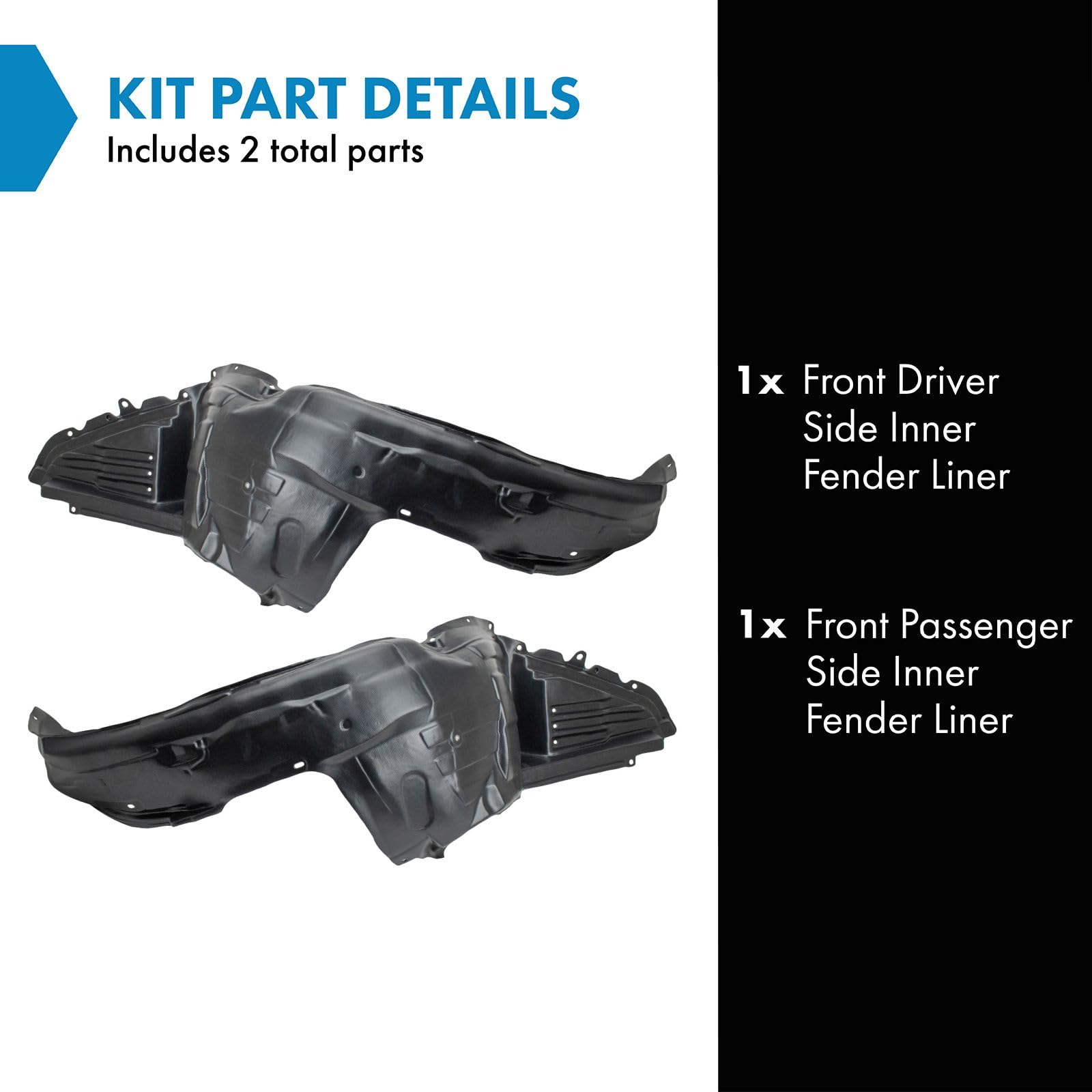 Trq Front Inner Fender Liner Set Compatible With 2008-2011 Subaru Impreza Su1248117 Su1249117