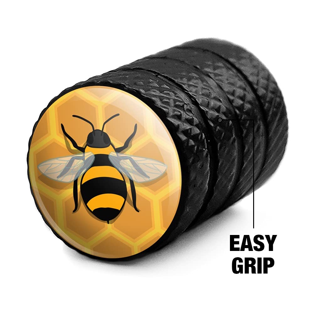 Graphics & More Bee On Honeycomb Tire Rim Wheel Aluminum Valve Stem Caps