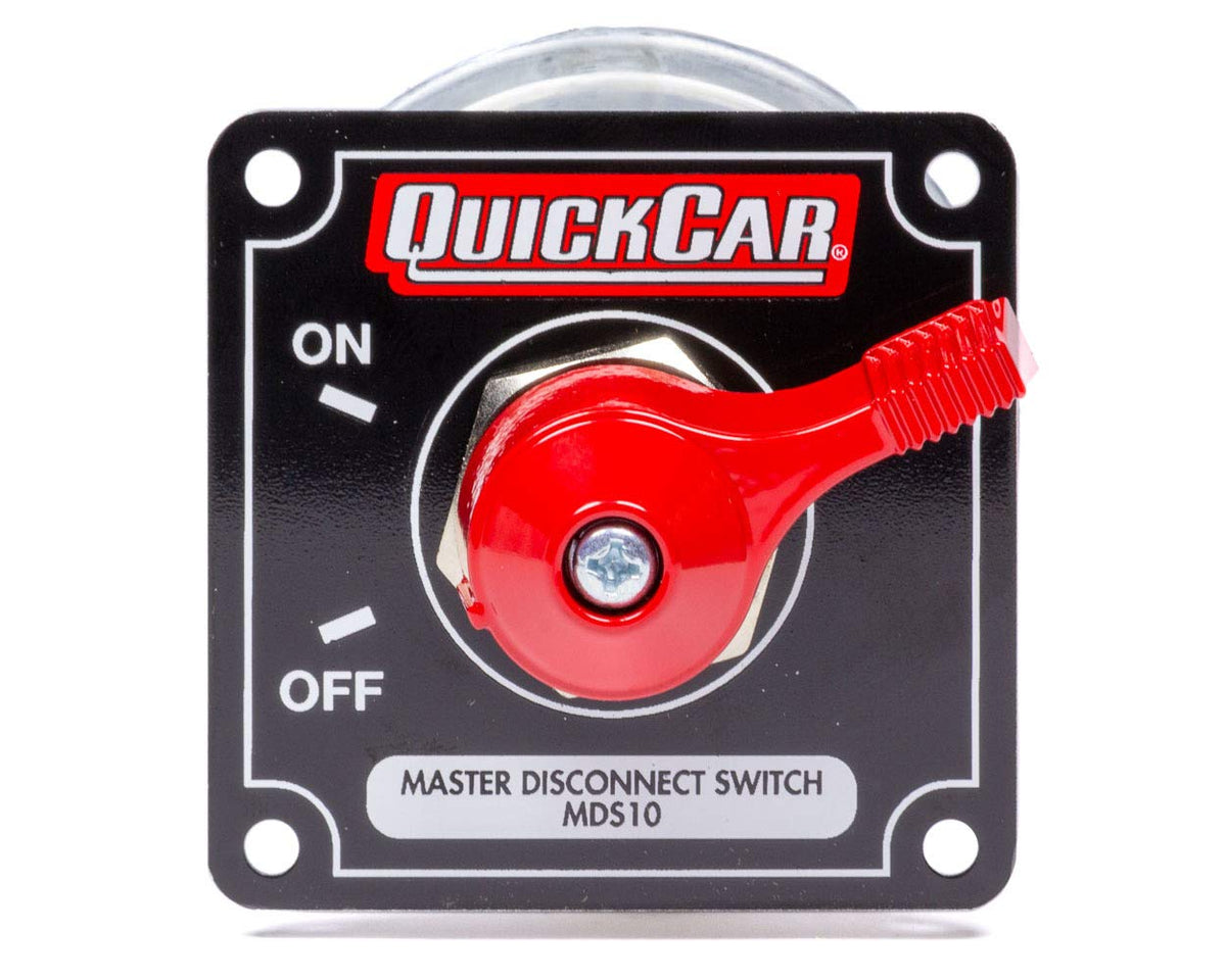 Quickcar Racing Products 55-010 Red 2-1/2' High X 2-1/2' Wide Handle Battery Master Disconnect Switch With Black Mounting Panel