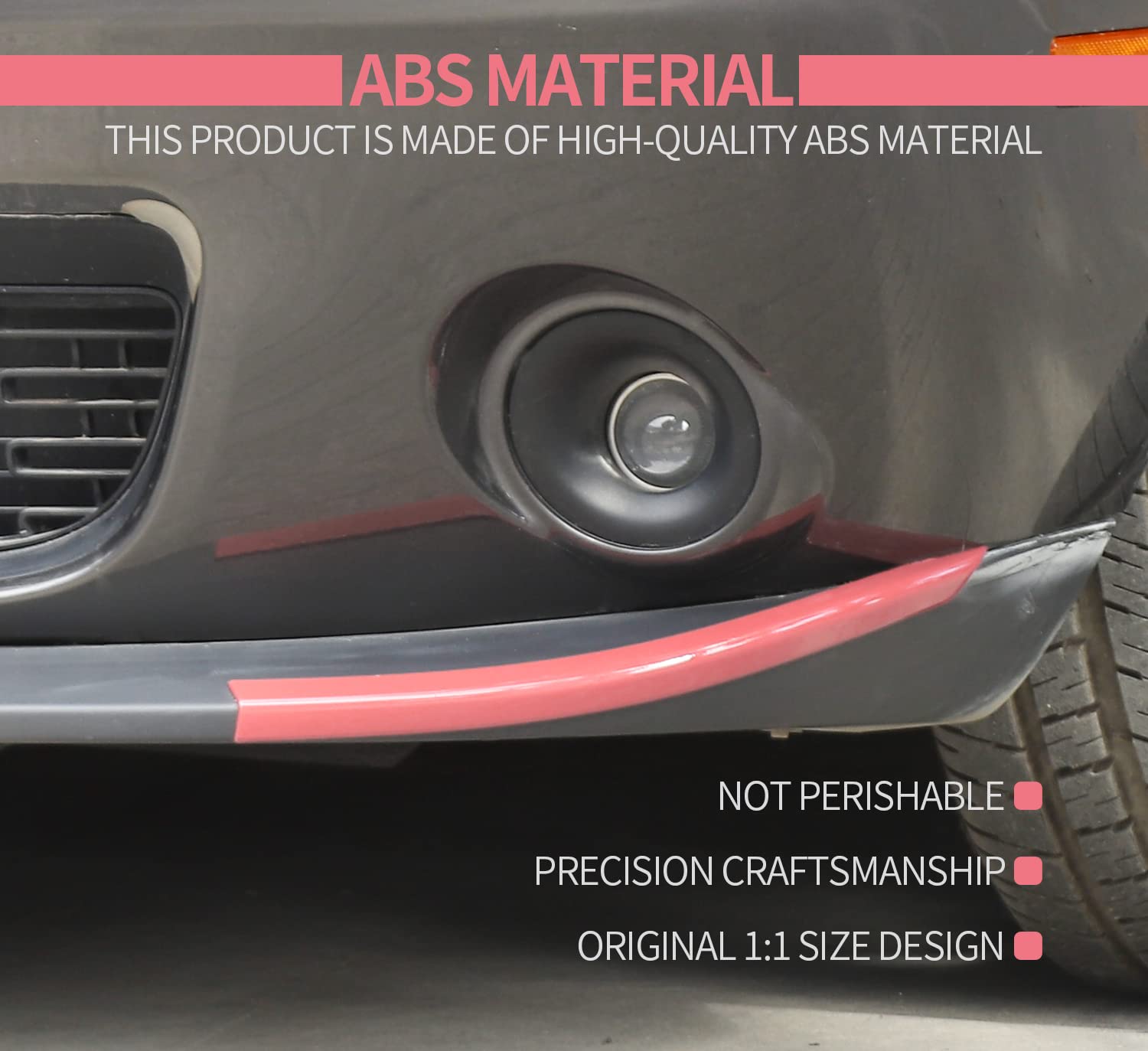 Voodonala Dodge Challenger 2015-2023 Front Bumper Lip Splitter Protector Cover Compatible For Dodge Challenger 2015-2023(Pink, S