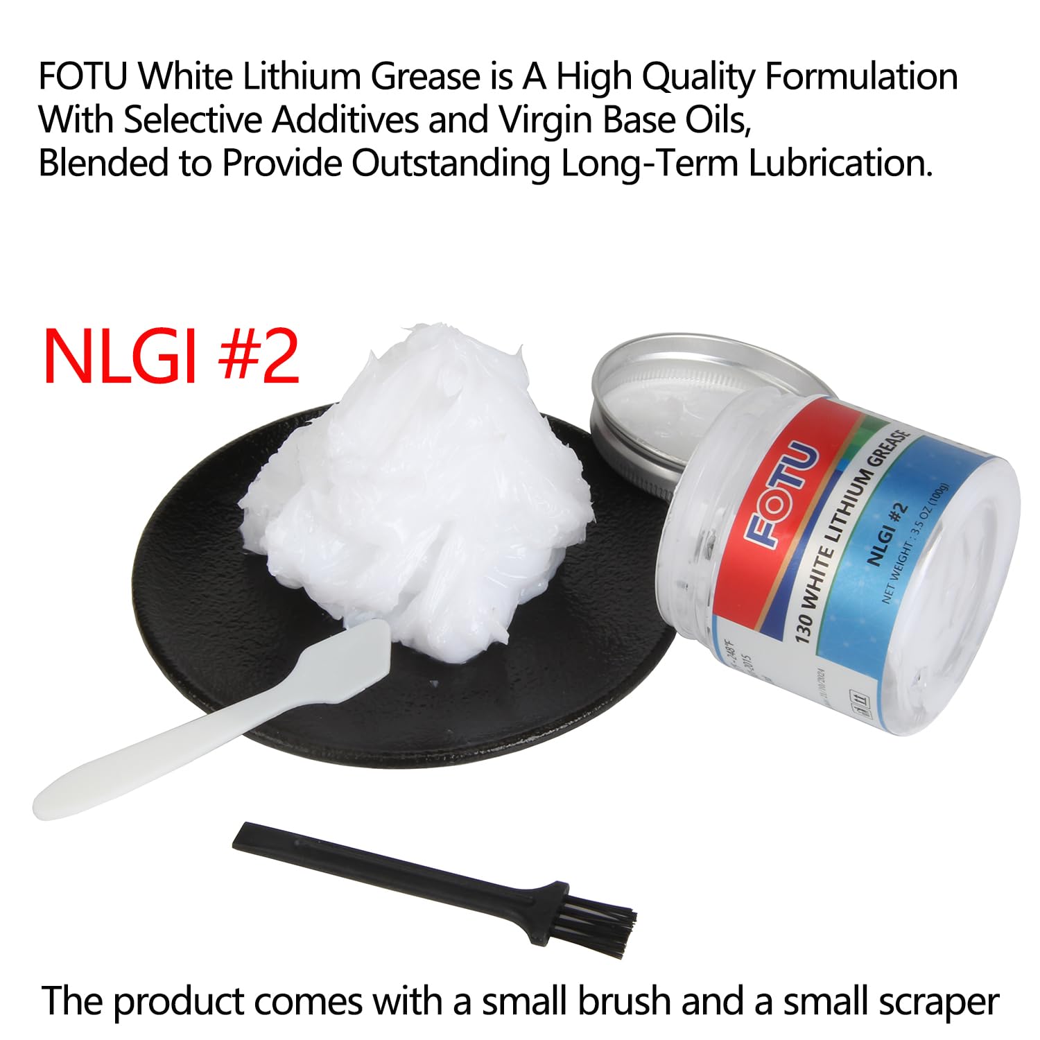 Fotu White Lithium Grease - High Performance Lubricant For All Your Mechanical Needs - 100% Pure & Long - Lasting - Ideal For Be