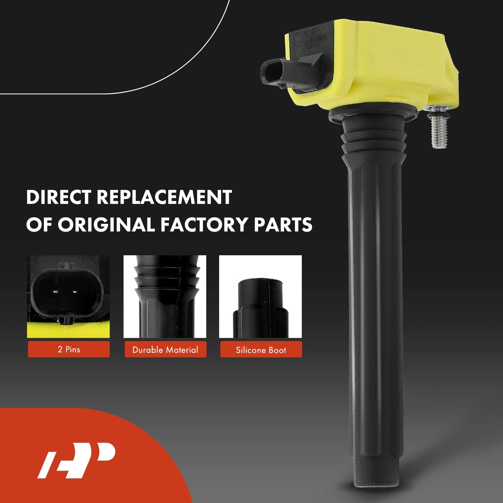 A-Premium Set Of 6 (Yellow) Ignition Coil Pack And Iridium Spark Plugs Compatible With Jeep Grand Cherokee 2011-2015, Wrangler 2