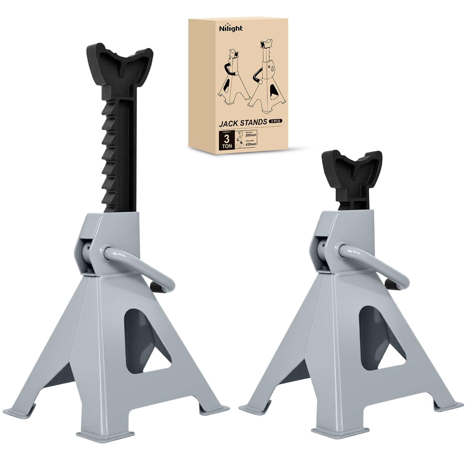 Nilight Jack Stands, 3 Ton (6,600 lbs) Capacity Heavy Duty Steel Car Lifting Stand, Adjustable Height 11.22 to 16.53, 1 Pair