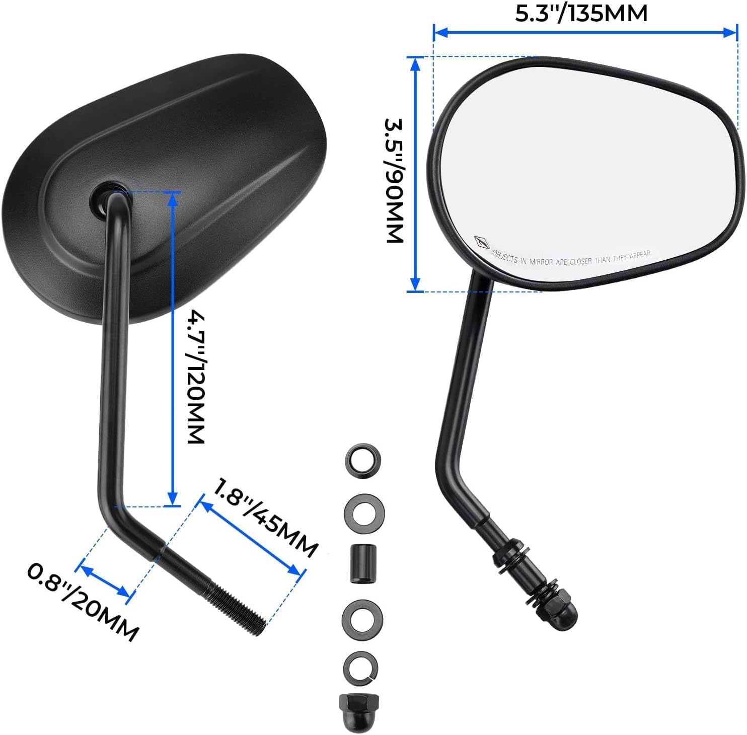 Harley 8Mm Teardrop Rearview Mirrors Compatible With Harley Davidson Road King Cvo Road Street Tri Glide Freewheeler Street Xg500 Xg750 Sportster Xl883 1200 Softail Street Bob (Black)