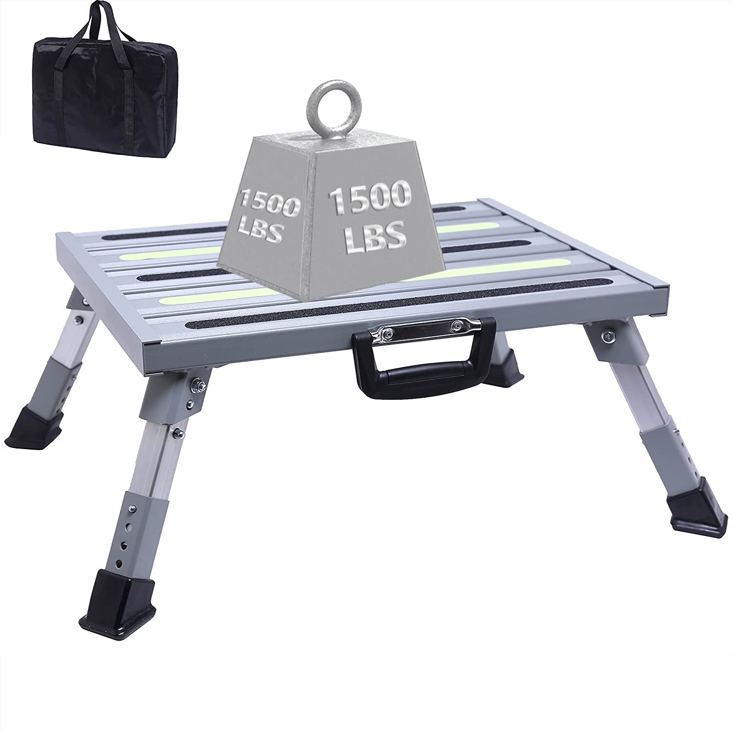 Garfatolrv 19     14.5    Large Rv Steps With Glow In The Dark Tapes Adjustable Rv Step Stool Aluminum Rv Step Supports Up To 15