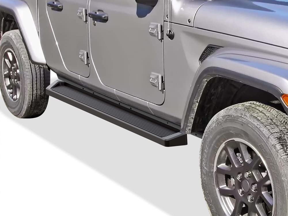 Aps Black Running Boards Style Compatible With Jeep Gladiator 2020-2024 Crew Cab (Nerf Bars Side Steps Side Bars)