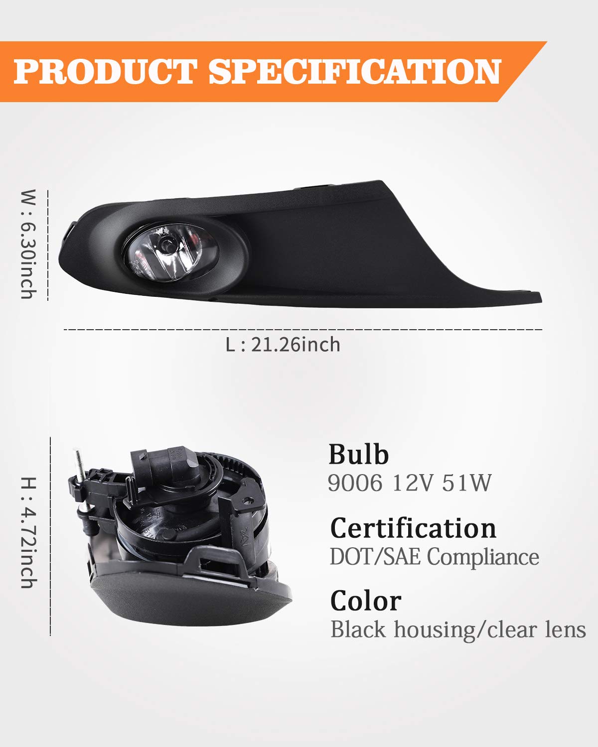 Autowiki Fog Lights Fir For 2011-2014 Volkswagen Jetta (Not Fit Wagon, Gli Models) 2Pcs Oem Replacement Fog Lamps