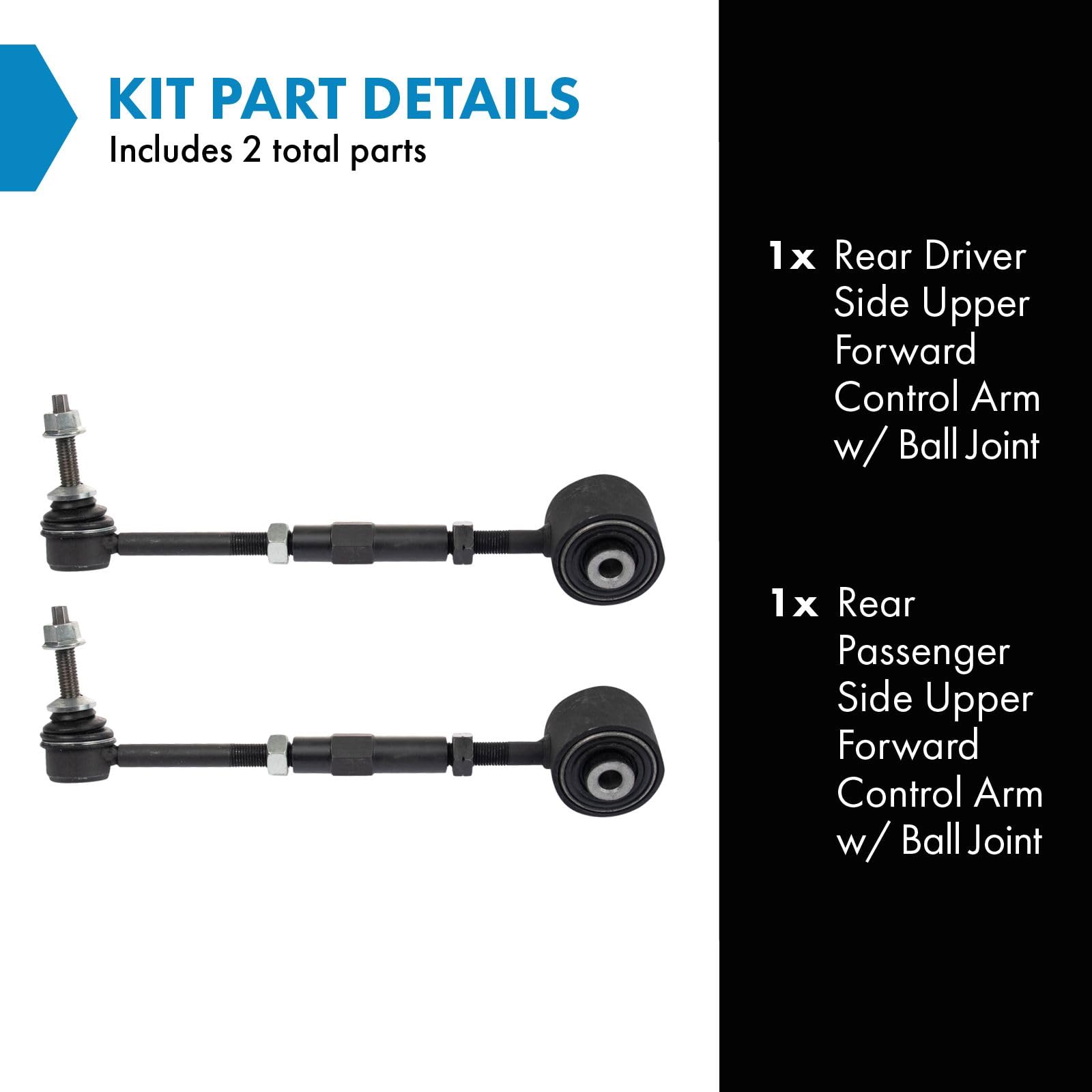TRQ Rear Upper Control Arm Set Control Arm with Ball Joint Compatible with 2009-2011 Ford Flex 2010-2011 Taurus Lincoln MKS MKT
