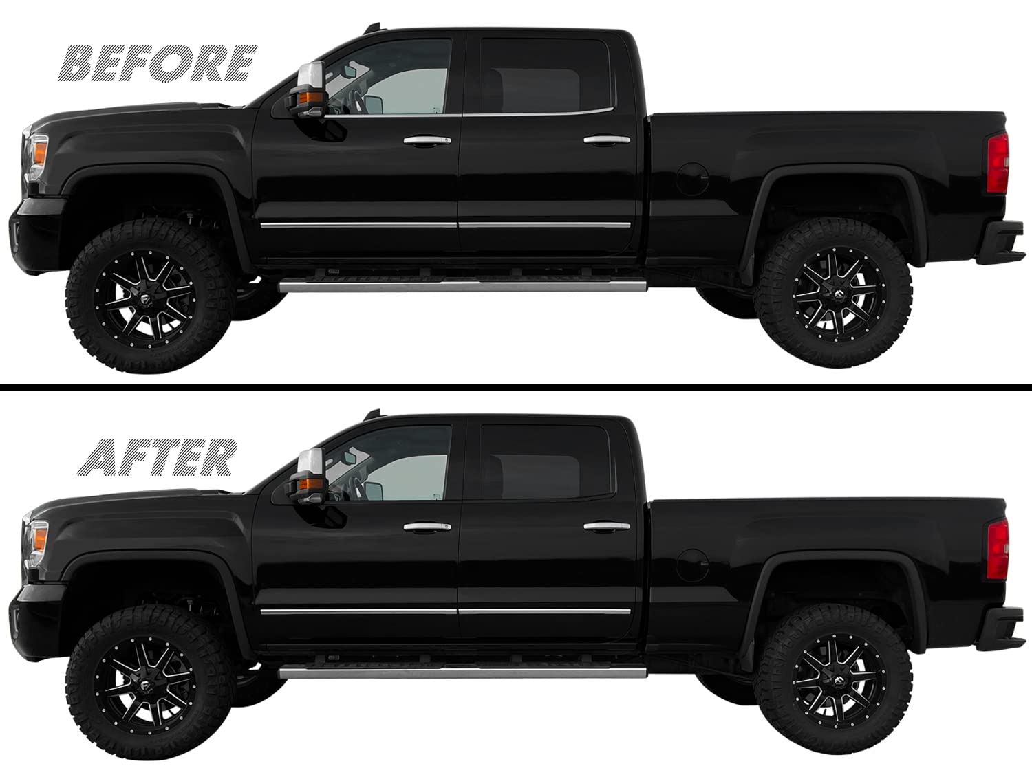 Slickmod Chrome Delete Blackout Vinyl Overlay For 2014-2019 Gmc Sierra 1500 2500 3500 Window Trim (1. Window Trim, Gloss Black)