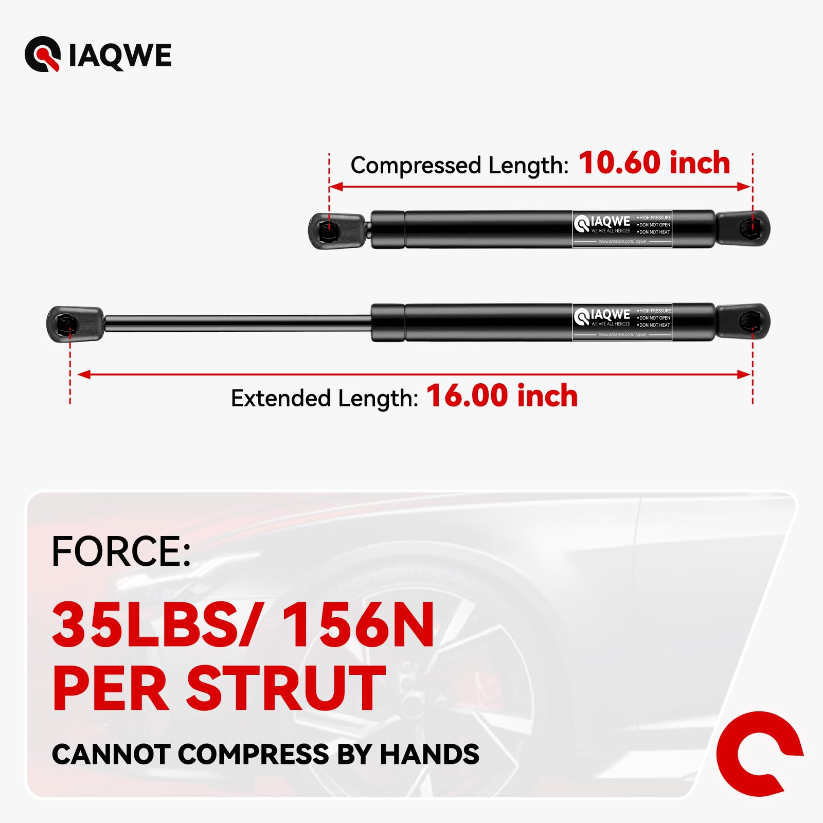 C1614195 16 Inch 35Lbs/156N Gas Struts Springs Shocks For Are Leer Snugtop Truck Camper Shell Topper Rear Window Boat Truck Cano