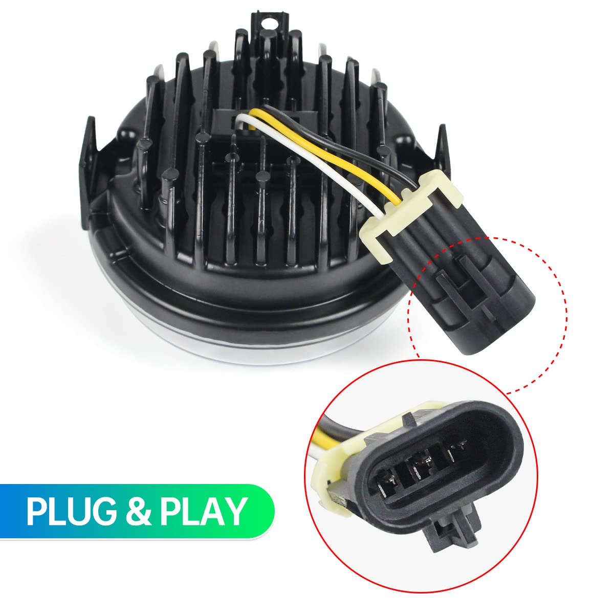 Cpowace Led Headlight For Brute Force Accessories, Pair Chrome 12V 4.5 Inch High Low Beam Front Head Lamp Assembly Compatible Wi