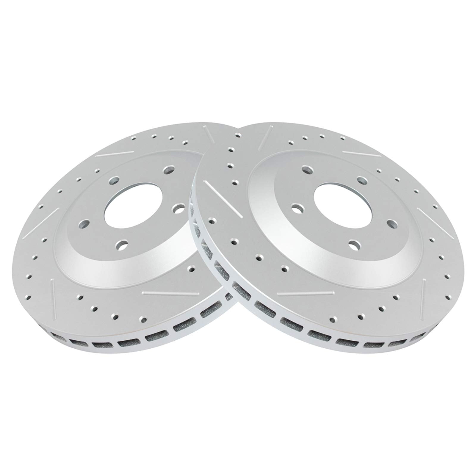 Trq Front Performance Brake Rotors Set Vented Premium G-Coated Cross Drilled & Slotted Compatible With 1997-2004 Chevrolet Corve