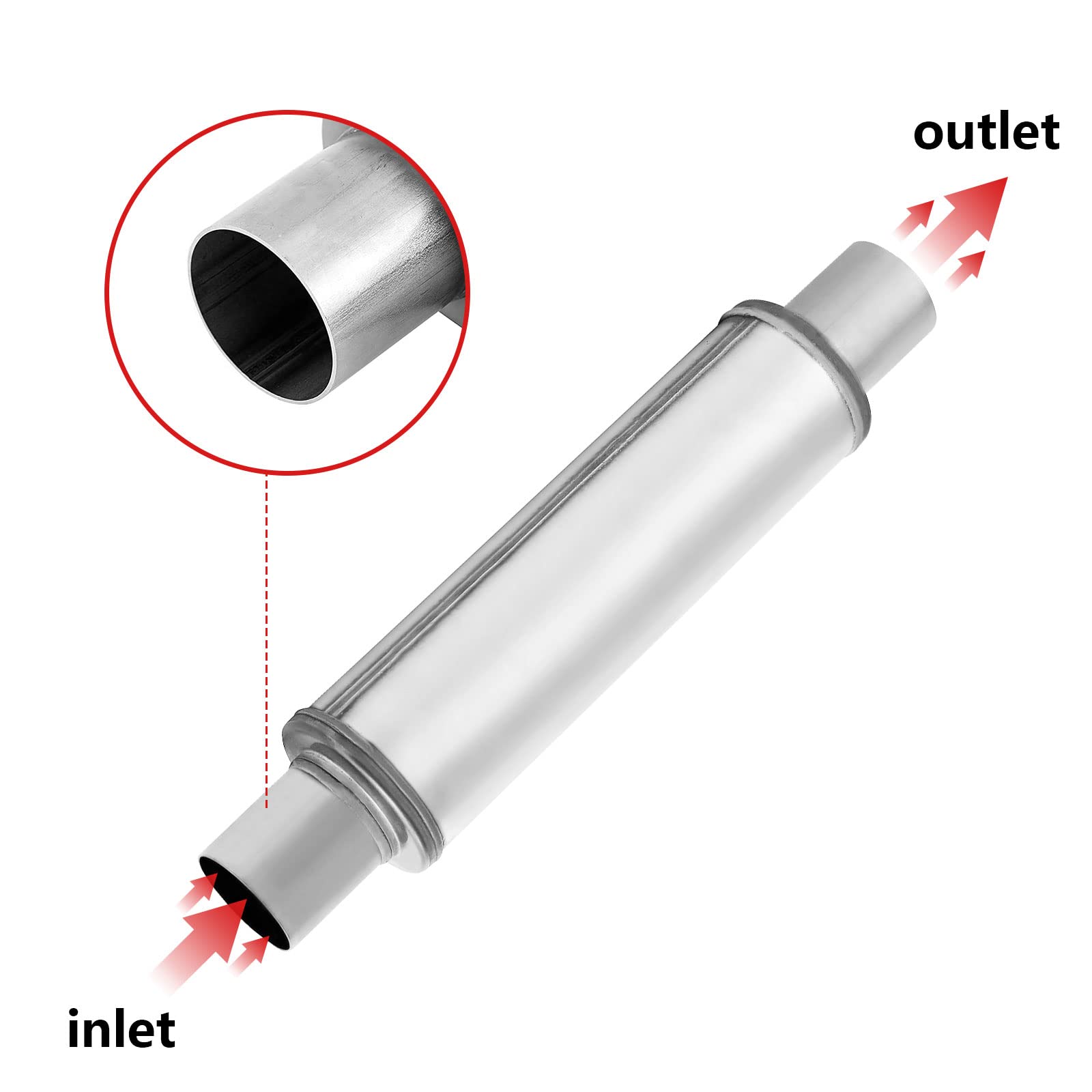 3'' Exhaust Muffler,Universal 3 mufffler Stainless Steel Straight Through Design Performance Muffler 3,3 inch Muffler Resonator