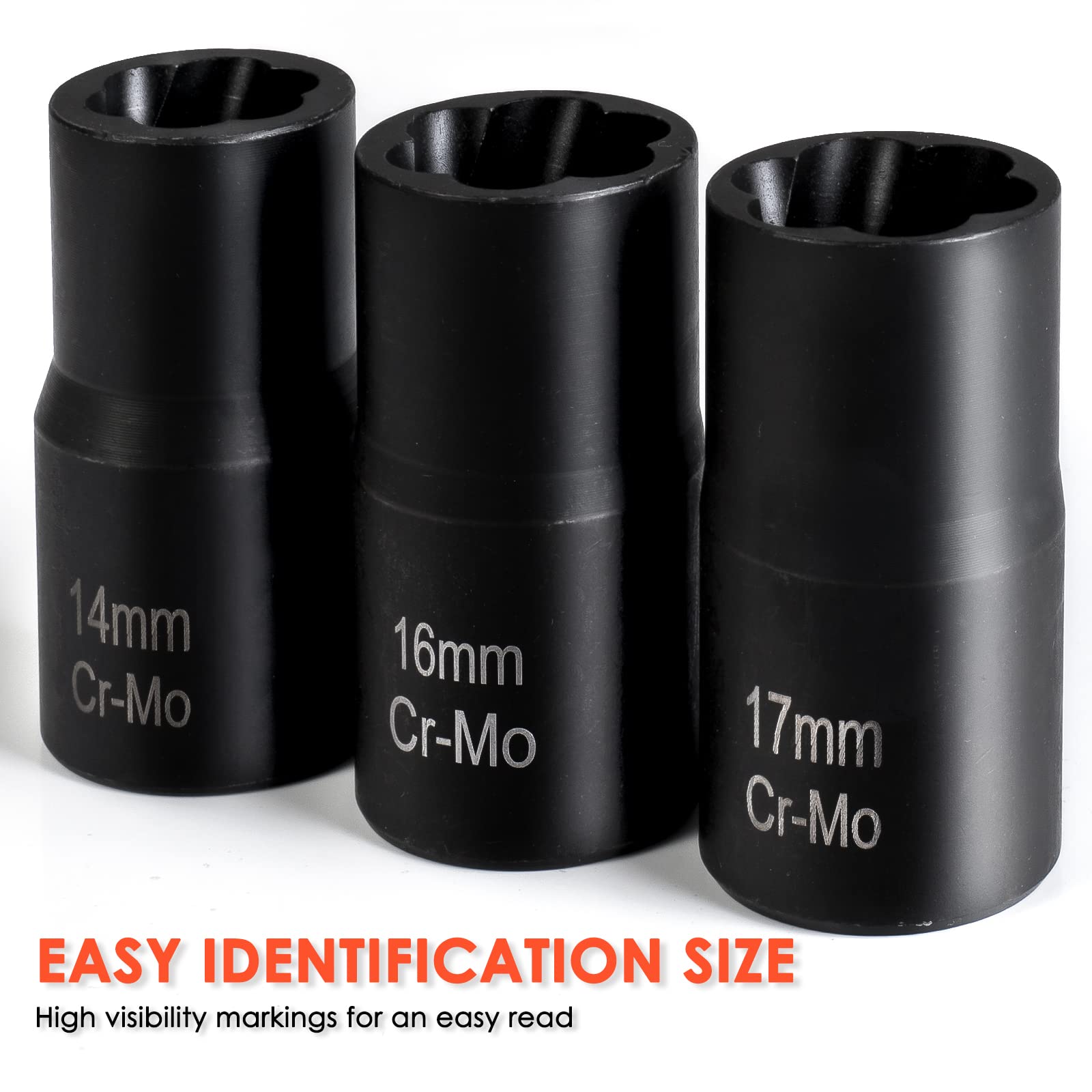 Thinkwork 1/2 Inch Drive Lug Nut Removal Tool, 10 Pieces Wheel Lock Removal Kit, Lug Nut Remover For Stripped, Rounded, Damaged,