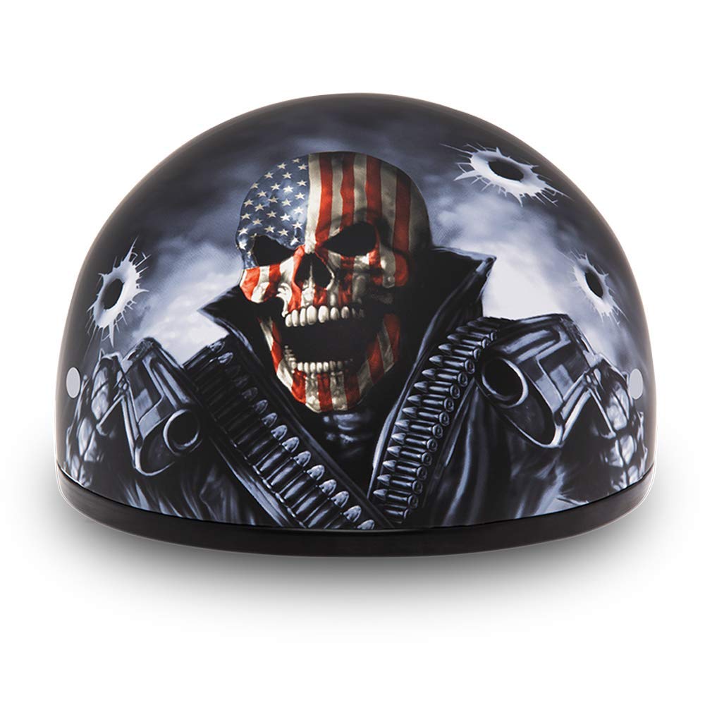 Daytona Helmets Motorcycle Half Helmet Skull Cap- Come Get 'Em 100% Dot Approved