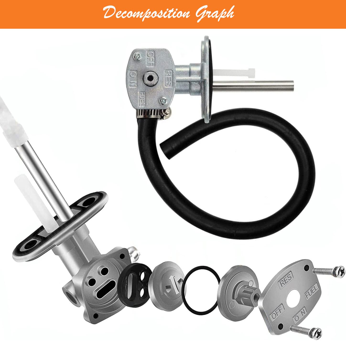 Earlyred Fuel Valve Petcock And Lever Screw For Yamaha Grizzly Bruin Yfm 350 660 Fuel Tank Switch Valve And Lines For Kawasaki Prairie Kvf 360 400 5Km-24500-10 51023-1402 51023-1316