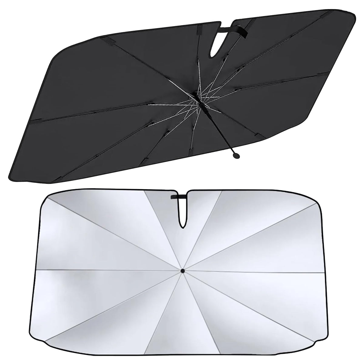 TCMOT Car Windshield Sun Shade Umbrella, Silver Heat Shield & UV Reflective Protector for Cars, 25F Cooler, Friendly Vinyl Coati