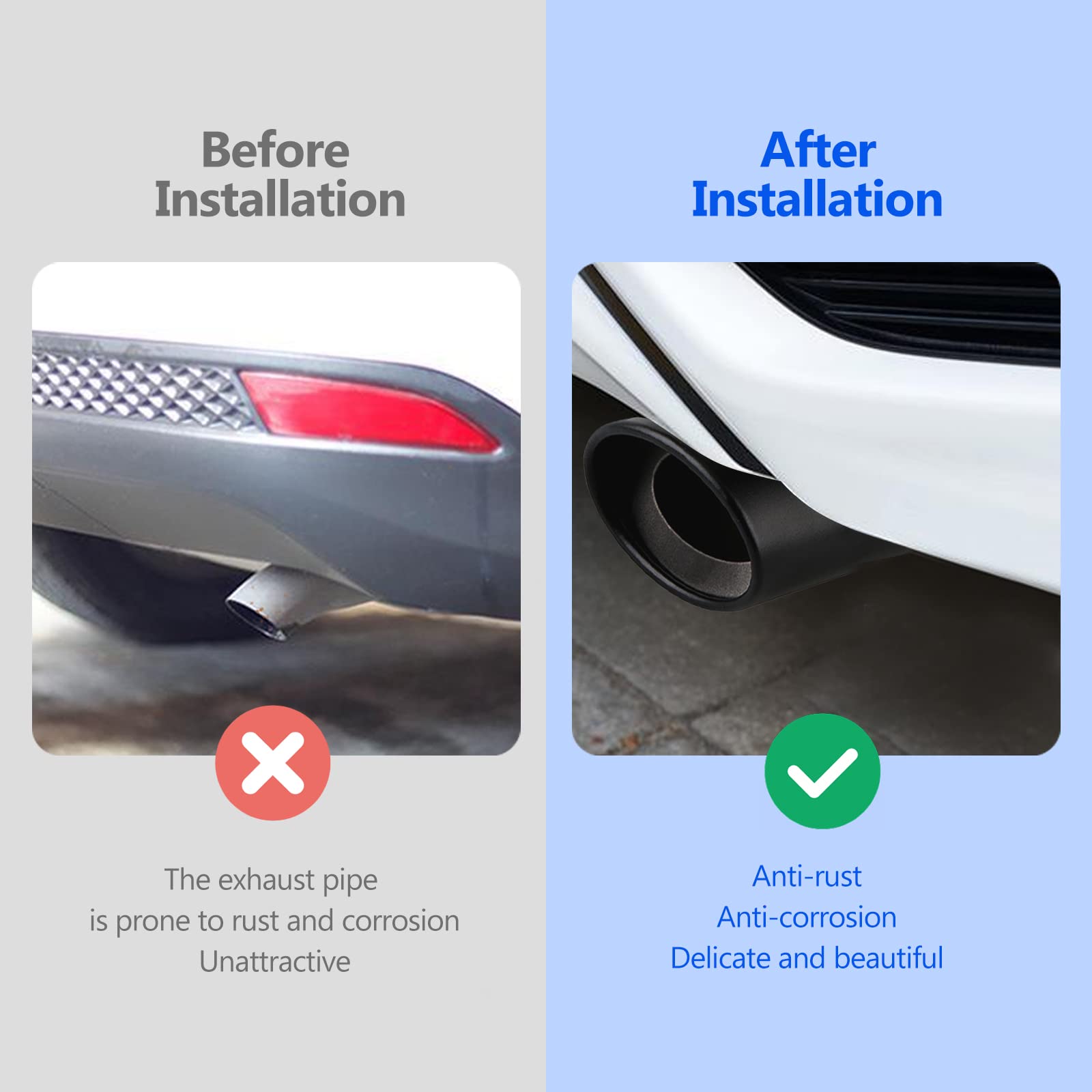 Miytsya 1 PC Car Exhaust Tip, 2.48 Inlet 3.34 Outlet 5.5 Overall Length Stainless Steel Exhaust Tips, Universal Chrome Pol