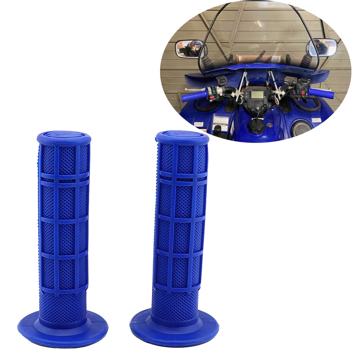 Atv Hand Grips 7/8' Soft Rubber Grip Compatible With Atv Arctic Cat Suzuki Yamaha Kawasaki Honda 400Ex -Blue