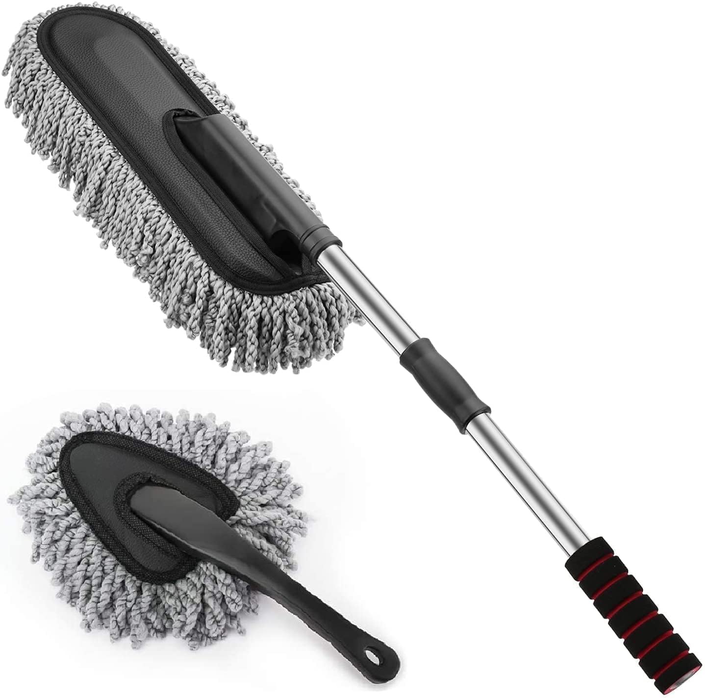 Dosjni 2 Pcs Microfiber Car Duster Brush With Extendable Handle | Super Soft Car Cleaning Mop For Exterior & Interior | Multipur
