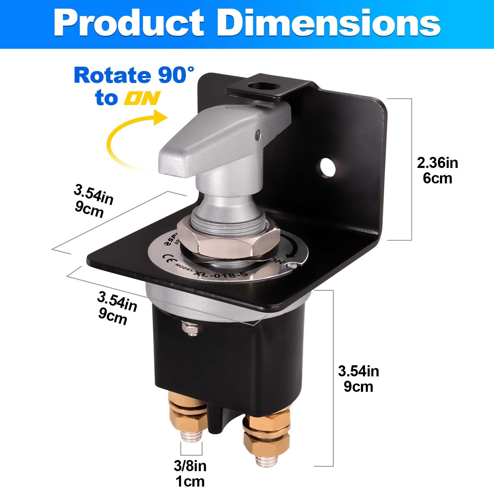 Spurtar Battery Disconnect Switch 12V 24V 36V With Lock-Out Plate 500A High Current Battery Kill Switch Power Cut Off Shut Off I
