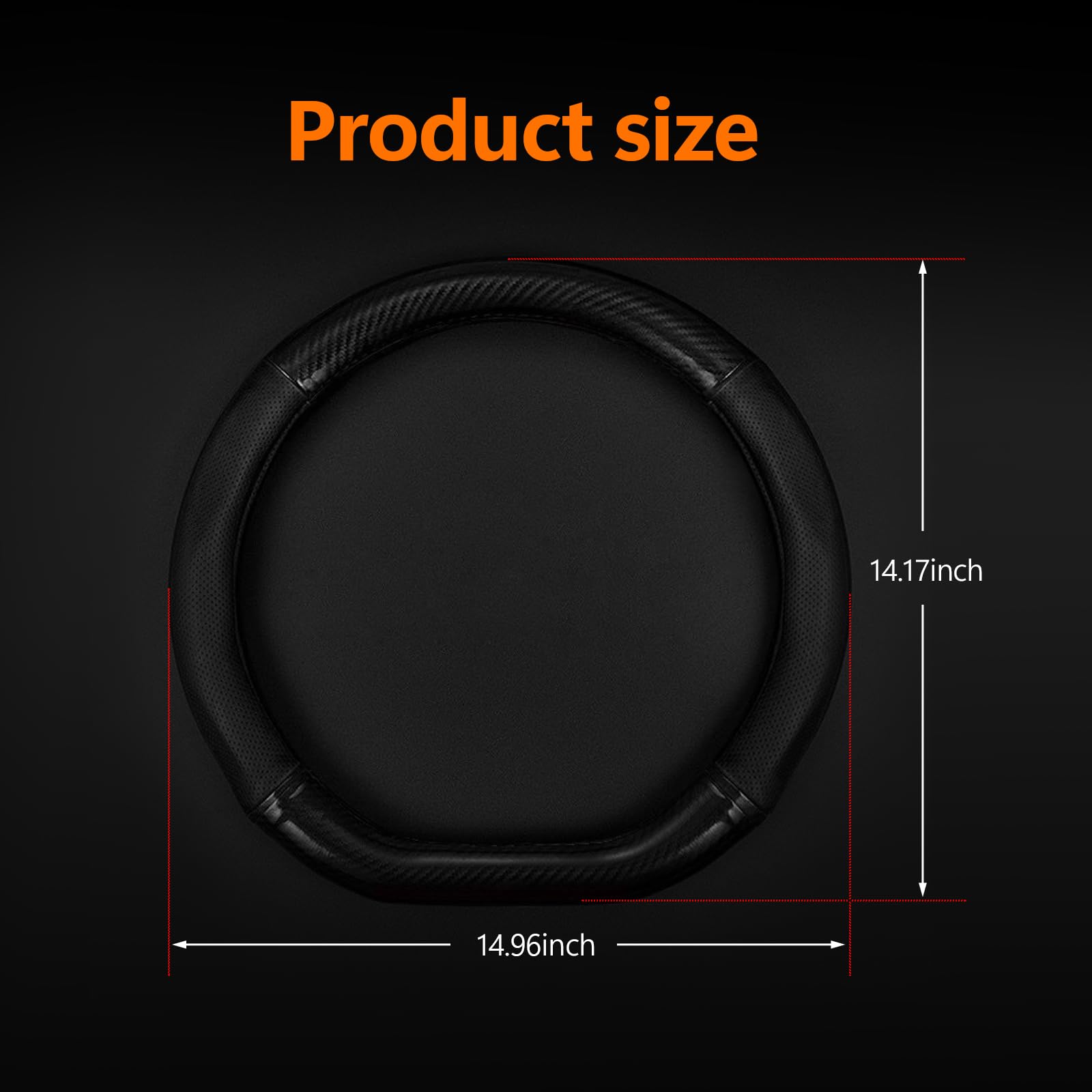 Qodolsi 1 Pack Car Breathable Steering Wheel Cover, Wear -Resistant Steering Wheel Sleeve, Carbon Fiber Non-Slip Steering Wheel Protector, Four Seasons Universal Steering Wheel Set (D -Shaped)