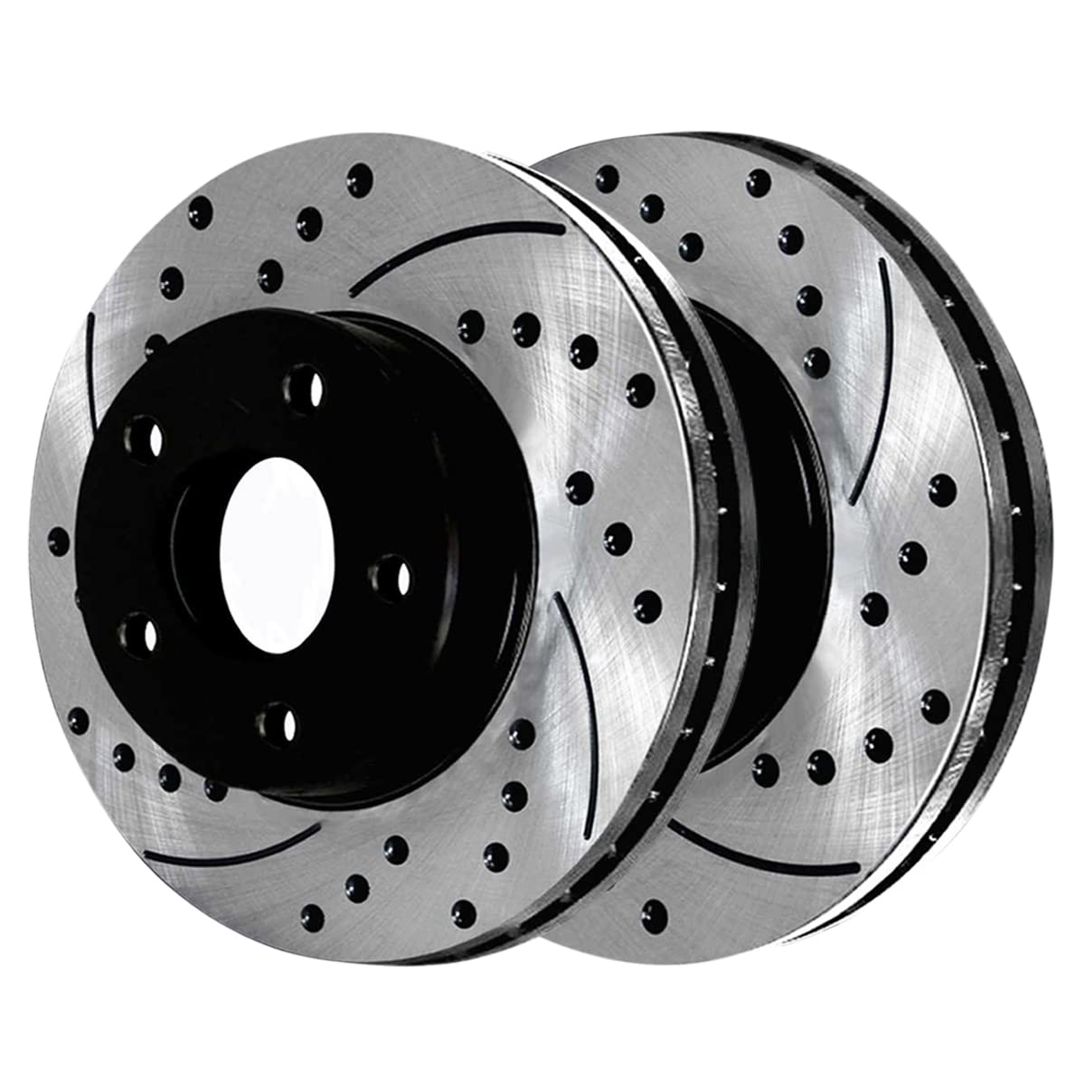 Autoshack Front Drilled And Slotted Brake Kit Rotors Black And Ceramic Pads Pair Of 2 Driver And Passenger Side Replacement For 2007-2014 Ford Edge 2007-2015 Lincoln Mkx V6 Awd Fwd Scdpr64156641561258