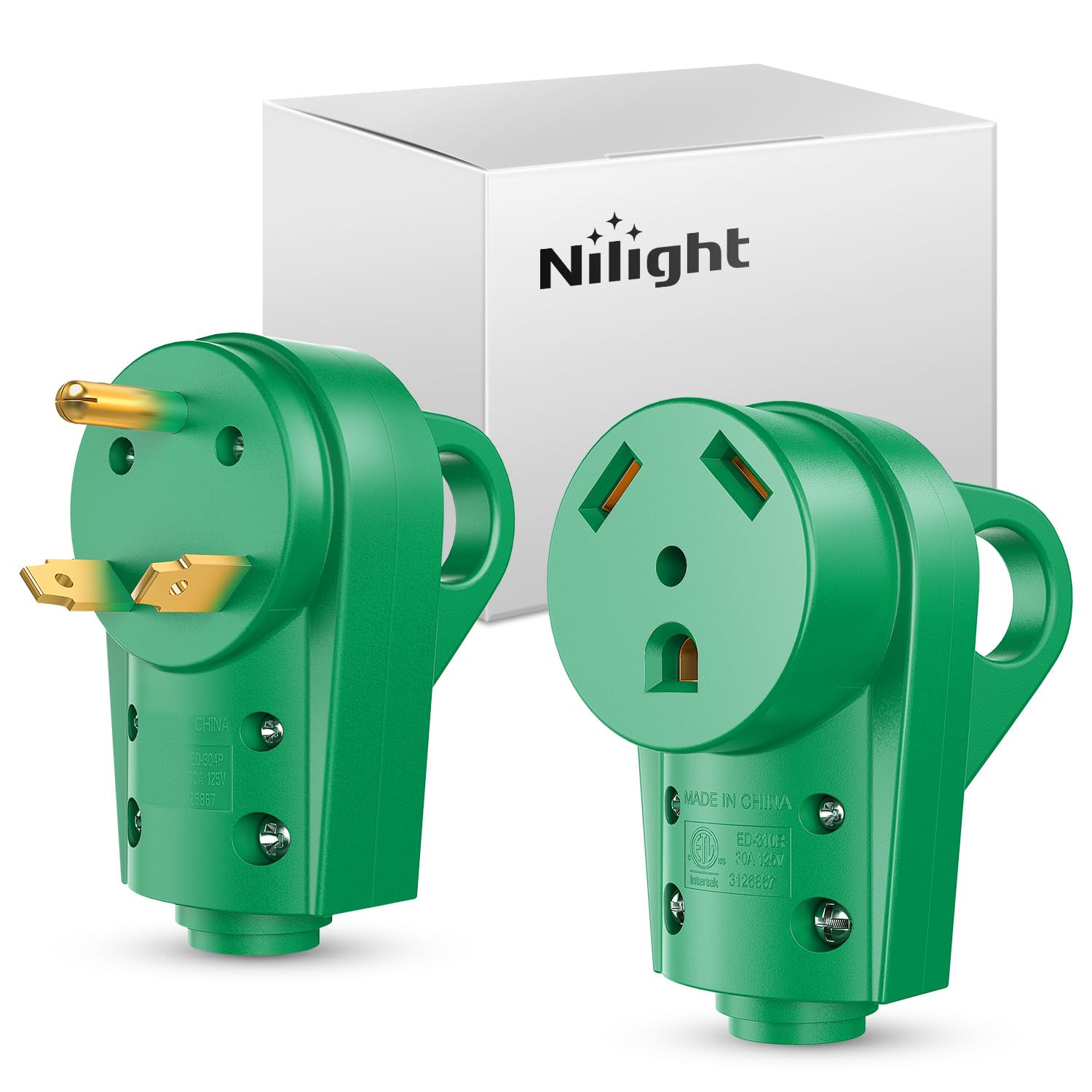 Nilight 30 Amp Rv Male And Female Plug Set 125 Volt Heavy Duty Tt-30P And Tt-30R Receptable Etl Listed For Electrical Camper Car