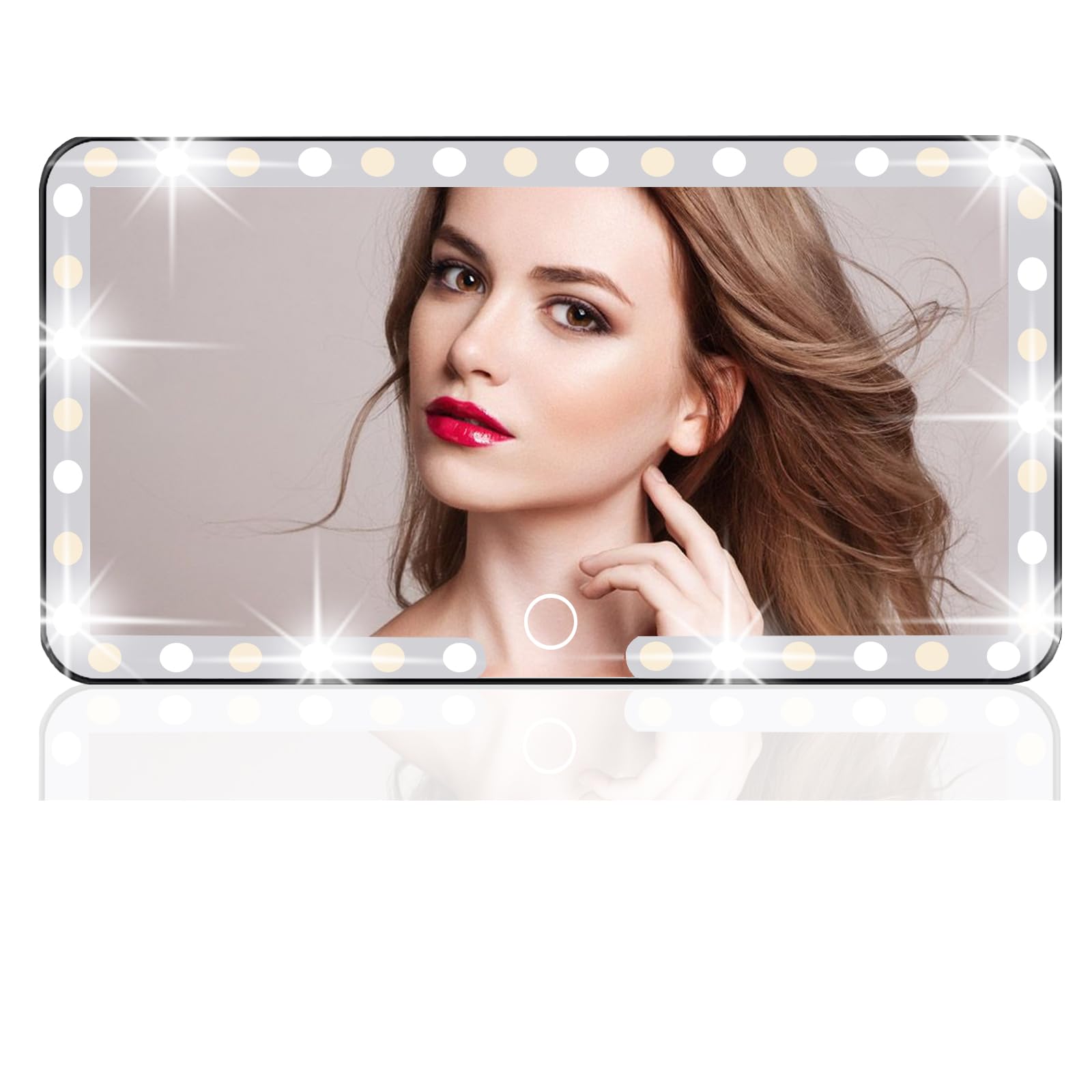 Deluxsa Car Sun Visor Vanity Mirror,Rechargeable Car Mirror with 3 Light Modes & 60 LEDs, Makeup Mirror with Dimmable Touch Scre