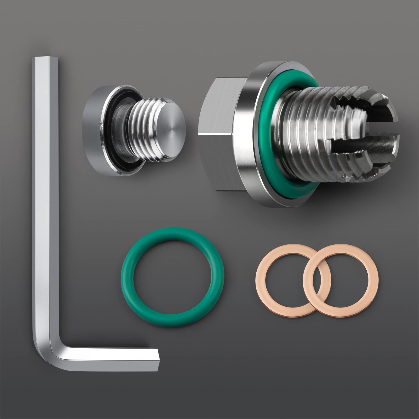 Deefill M14.1-1.25 X 15Mm Oversize Piggyback Oil Drain Plug, Stainless Steel Self Tapping Oil Pan Thread Repair Kit