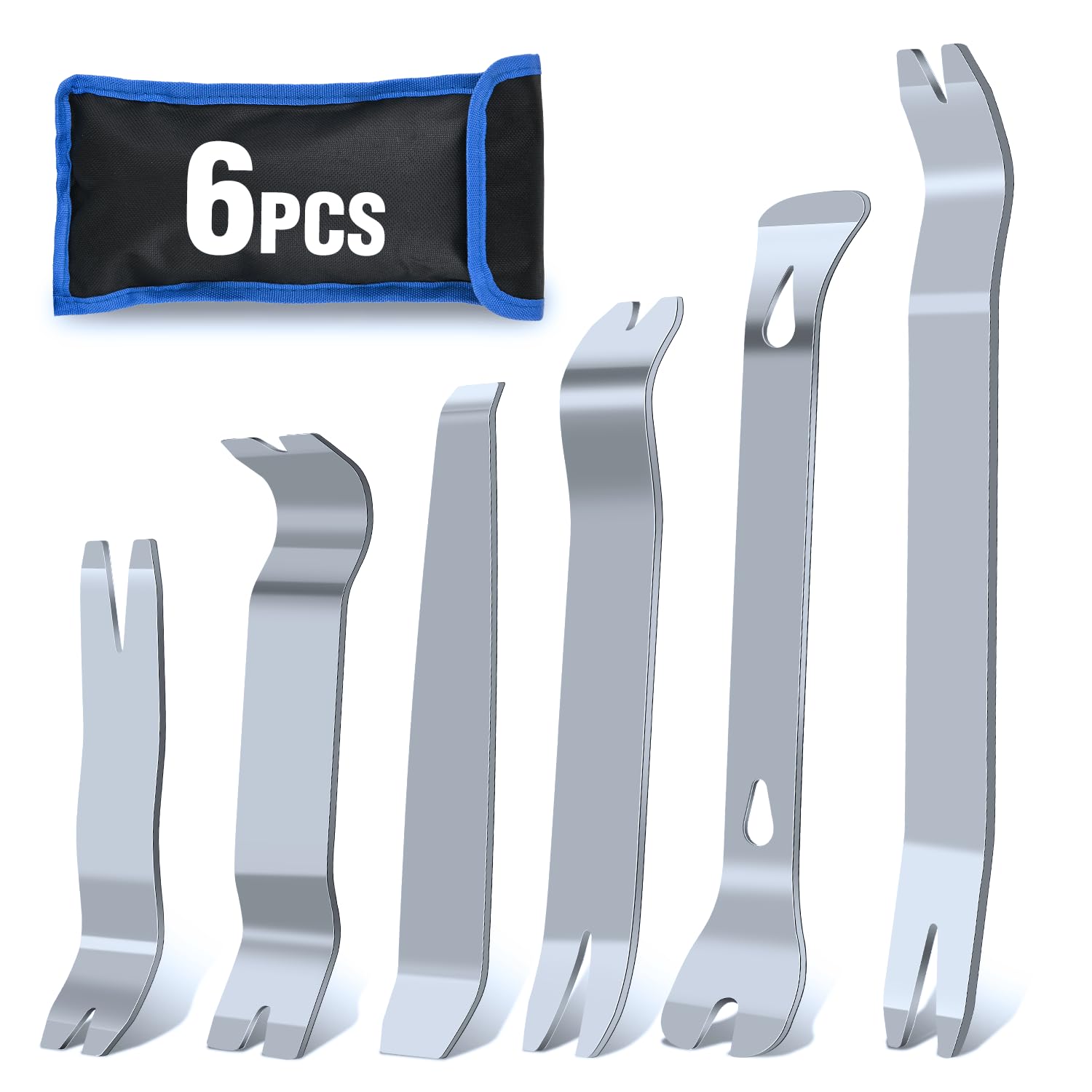 Gooacc 6Pcs Metal Trim Removal Tool Auto Pry Tool Kit Auto Trim Removal Set For For Car Audio Dash Window Molding Panel Door Wit