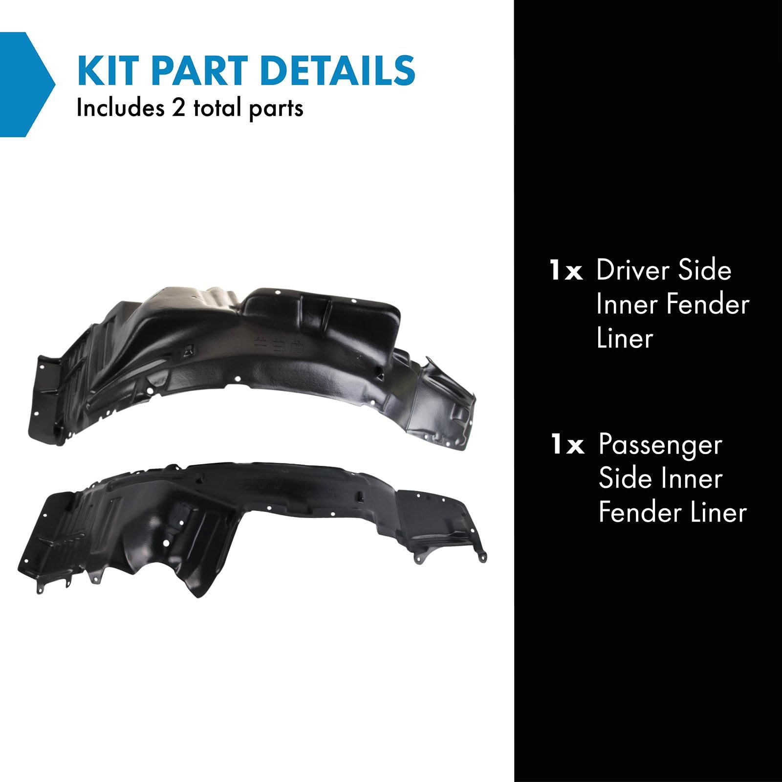 Trq Inner Fender Liner Set Compatible With 2004-2007 Mitsubishi Lancer Mi1250105 Mi1251105